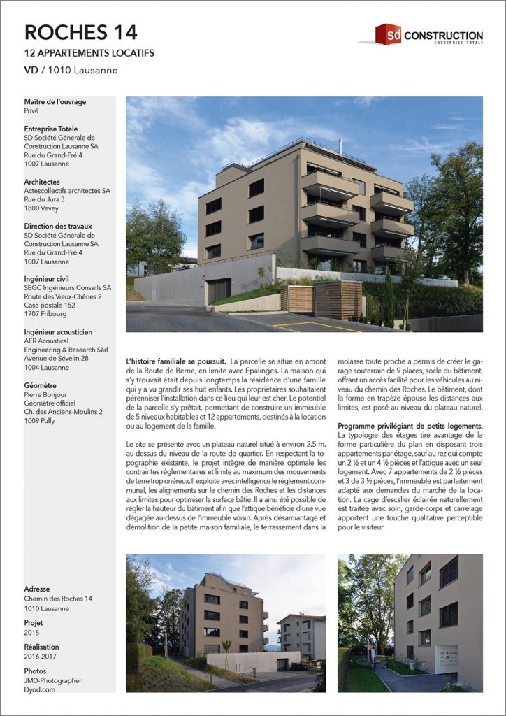 Architecture Construction DYOD Magazine Appartements PPE Roches 14 Lausanne SD Construction