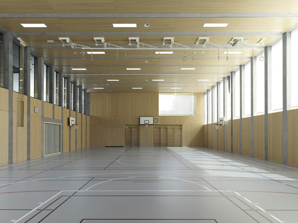 Complexe scolaire de Riant-Pré Lausanne A&F architectes salle de gym VD2