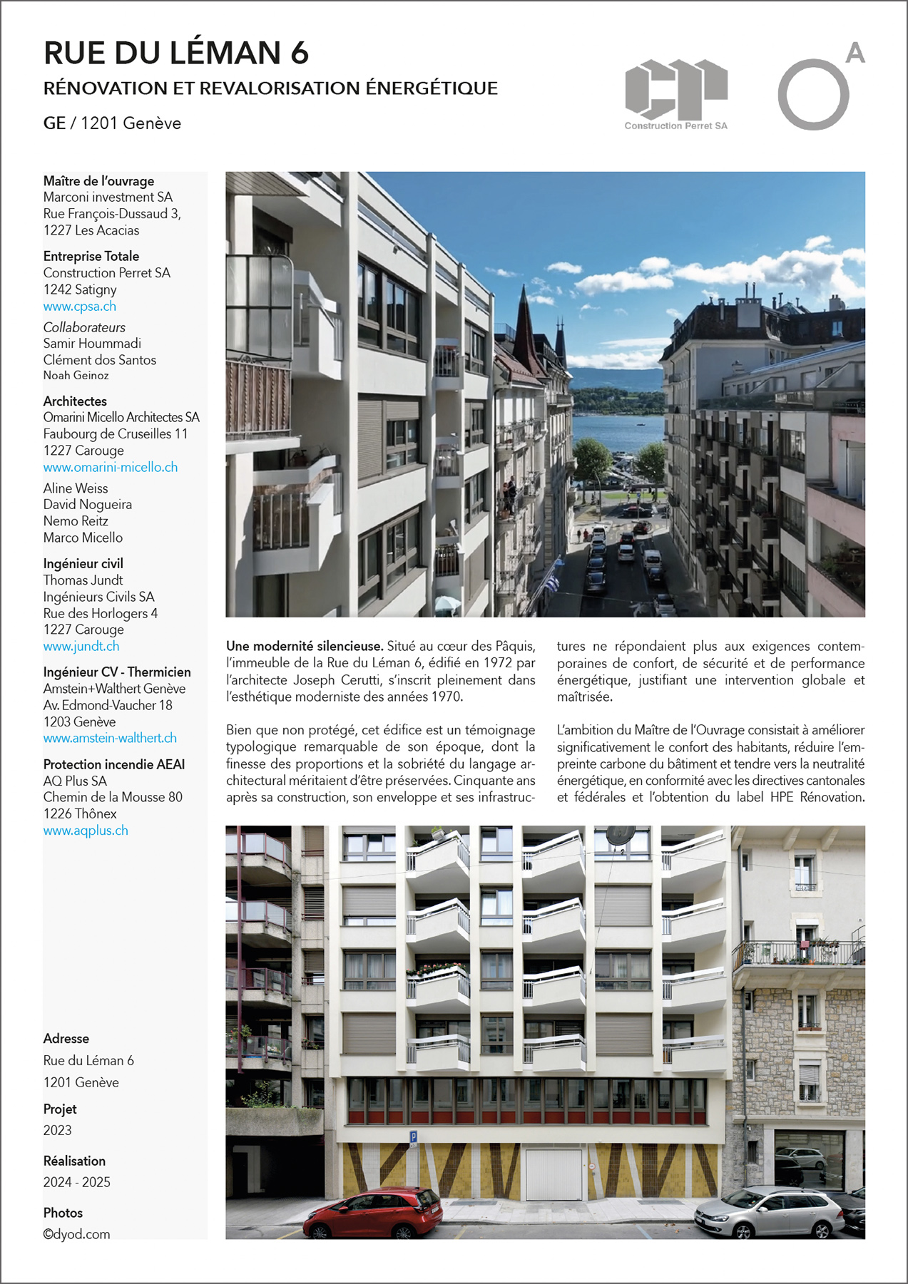 Omarini Micello Construction Perret Léman 6 Genève