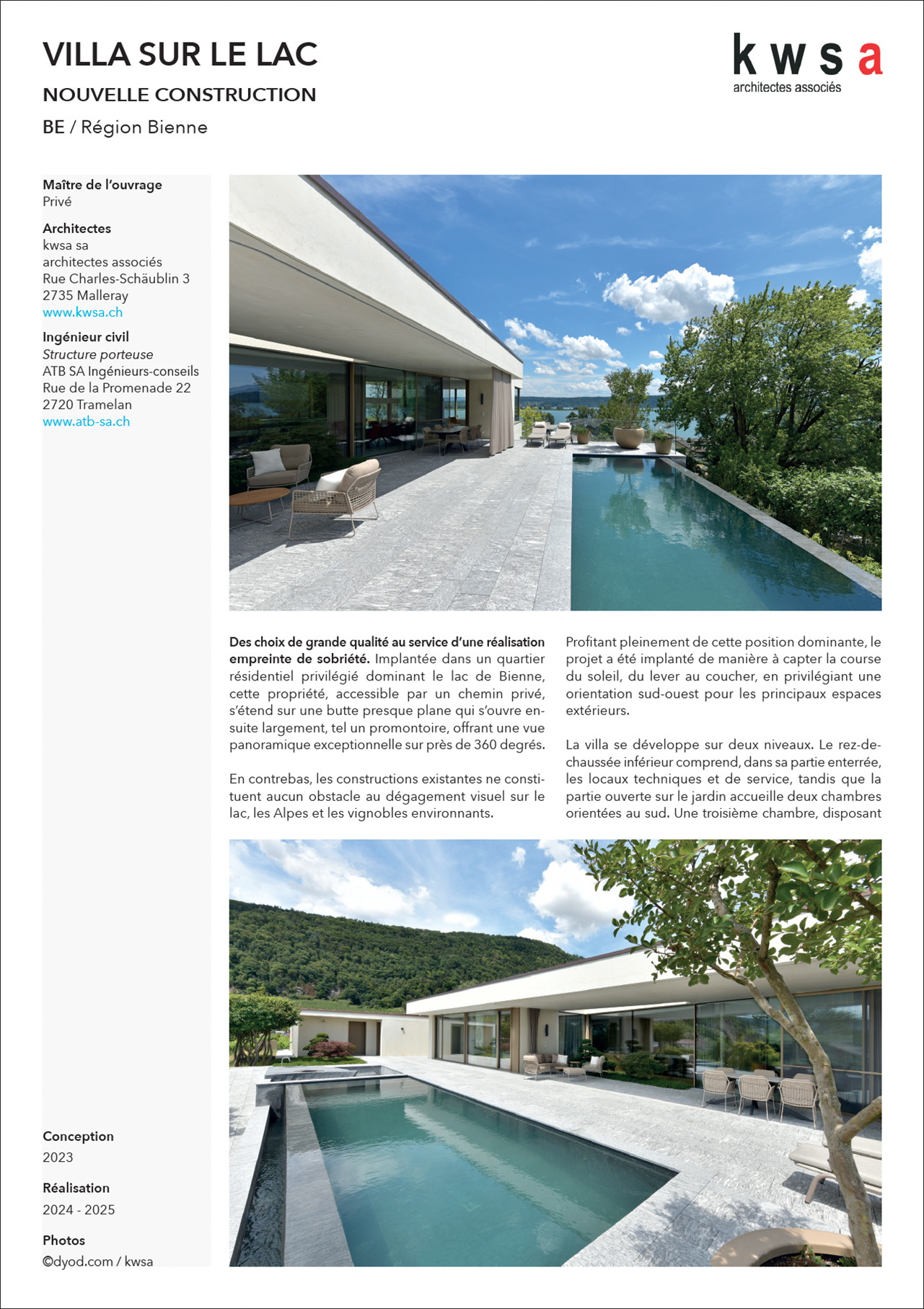 kwsa architectes villa sur le lac de Bienne DYOD.com